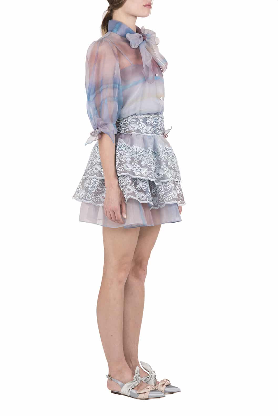 Luisa Beccaria Minigonna a strati in organza color melt Vendite Flash
