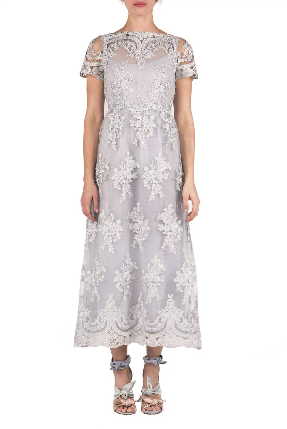 Luisa Beccaria Abito longuette in pizzo floreale Moda
