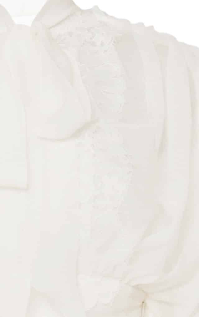 Luisa Beccaria Abito Lungo In Crepon Di Chiffon Con Pizzo Bianco Cyber Monday
