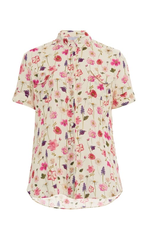 Luisa Beccaria Camicia in Crepe Stampata a Maniche Corte Offerta Pasqua