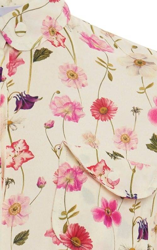 Luisa Beccaria Camicia in Crepe Stampata a Maniche Corte Offerta Pasqua