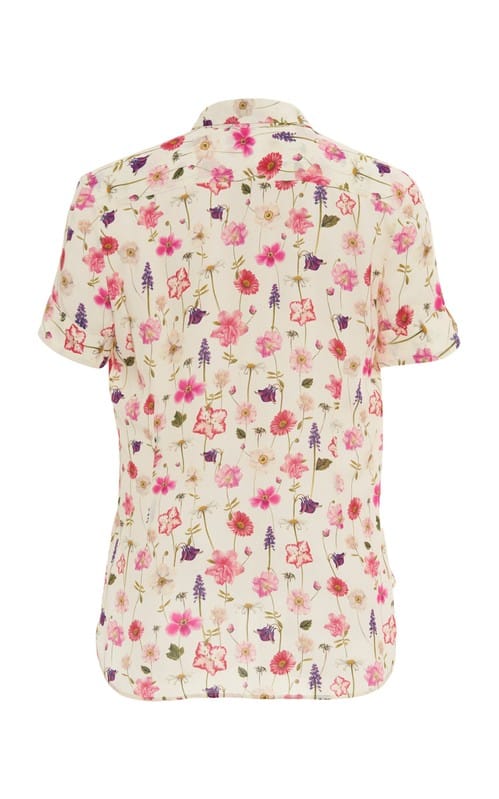 Luisa Beccaria Camicia in Crepe Stampata a Maniche Corte Offerta Pasqua