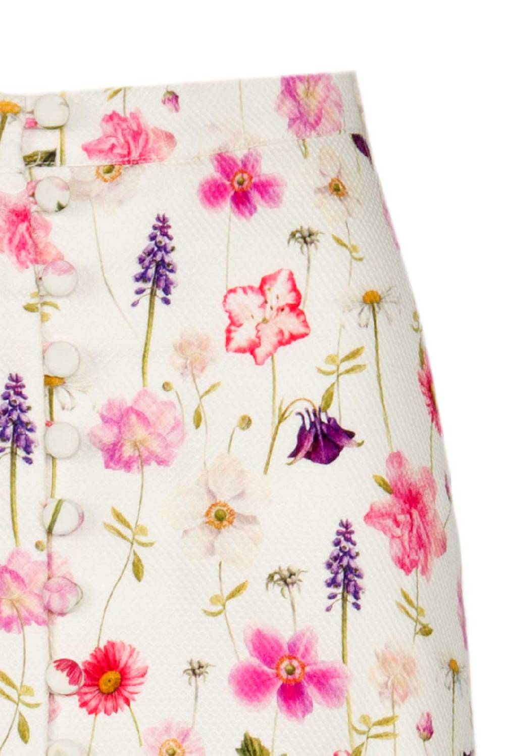 Luisa Beccaria Gonna Bottoncini In Piquet Stampato Floreale In Cotone Offerta San Valentino