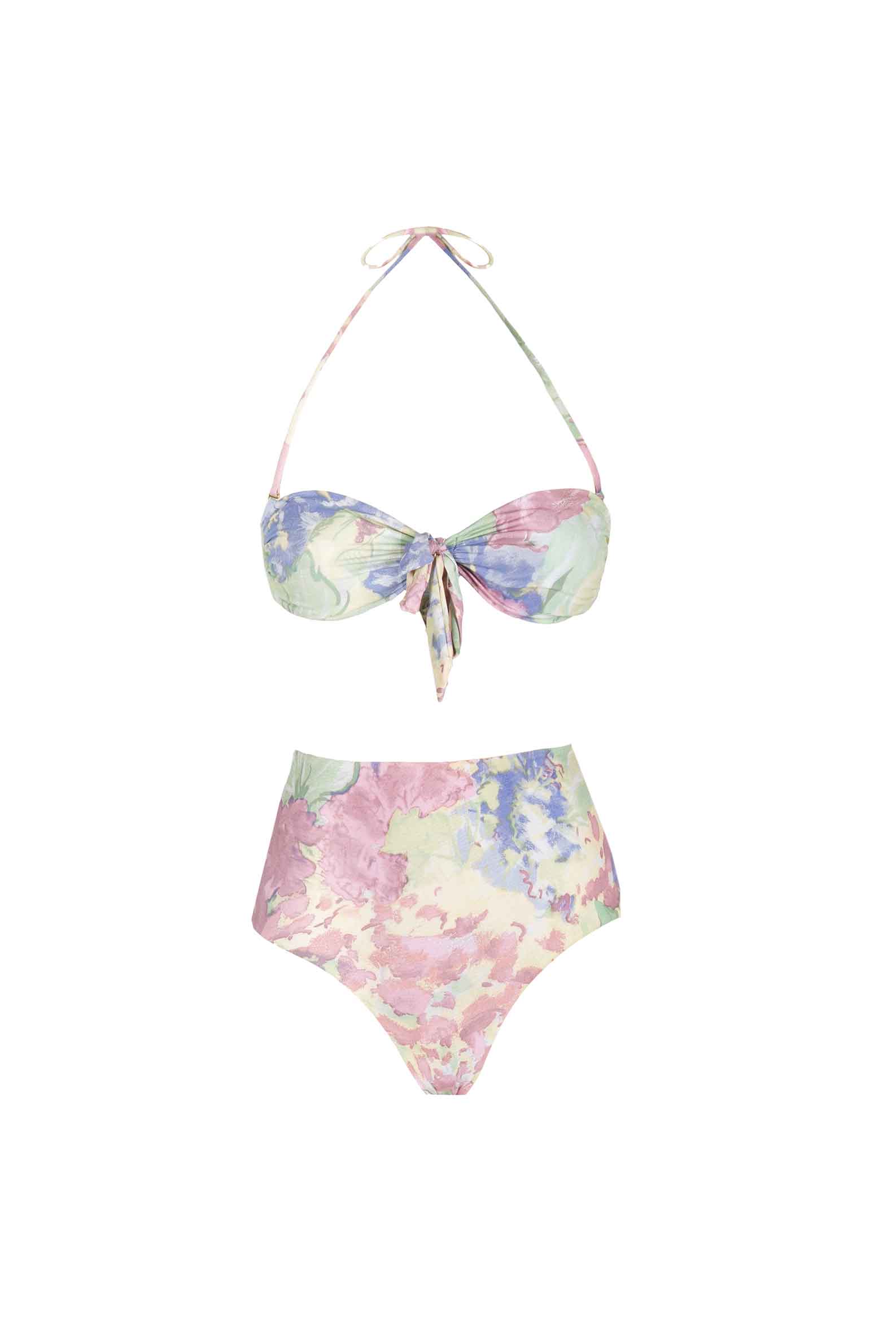 Luisa Beccaria Bikini slip a fascia e vita alta in fiori astratti Smaltimento dello stoccaggio