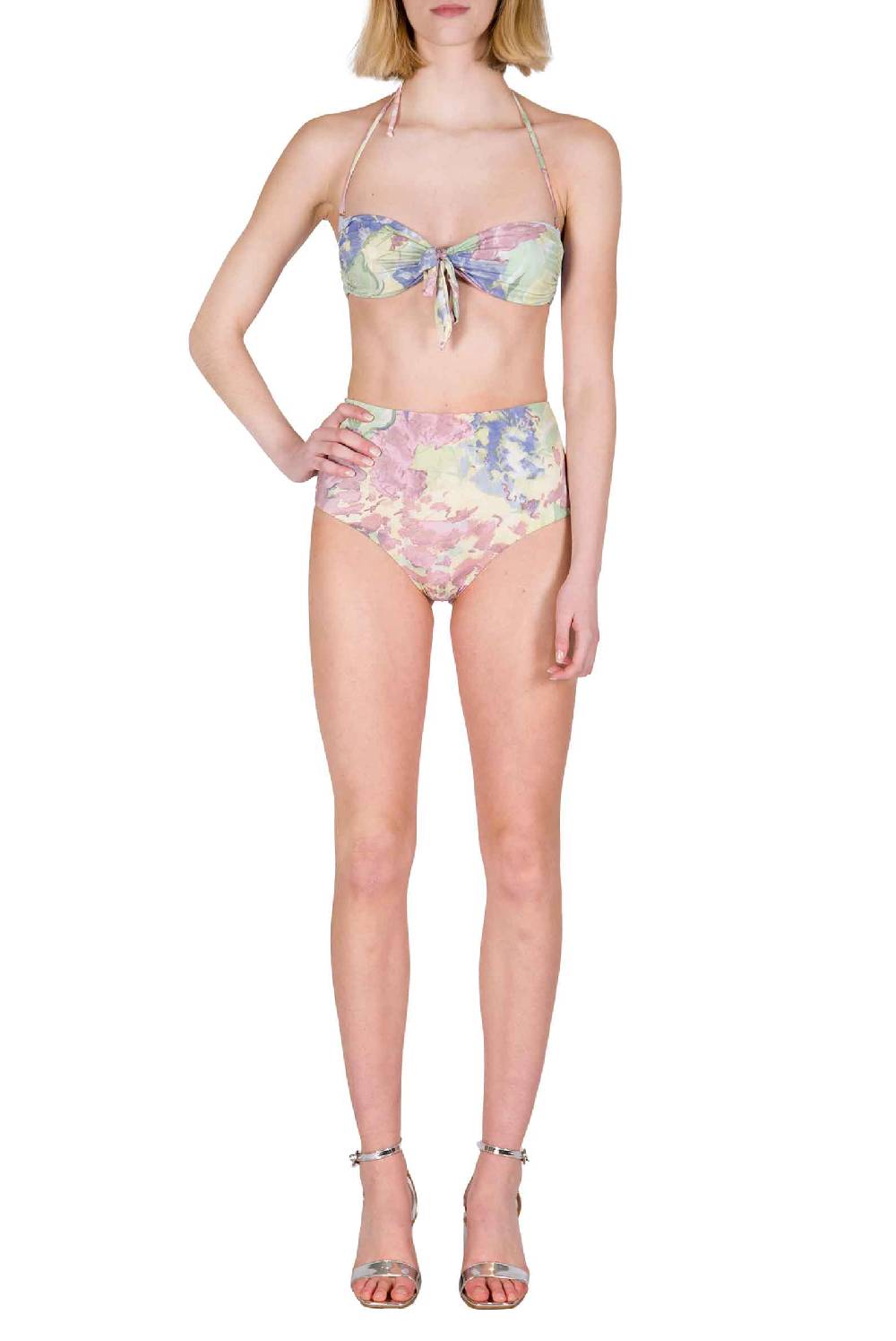 Luisa Beccaria Bikini slip a fascia e vita alta in fiori astratti Smaltimento dello stoccaggio