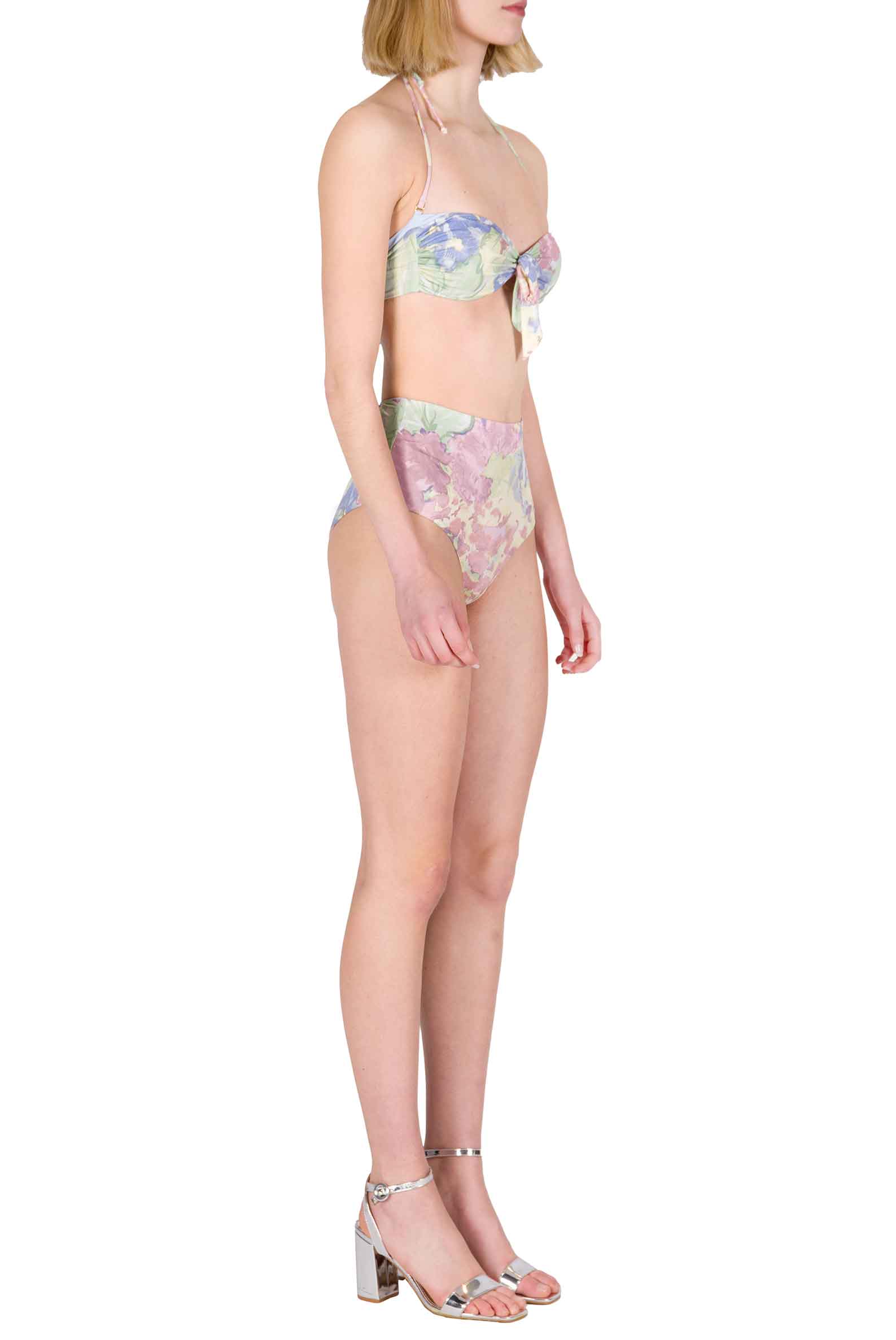 Luisa Beccaria Bikini slip a fascia e vita alta in fiori astratti Smaltimento dello stoccaggio