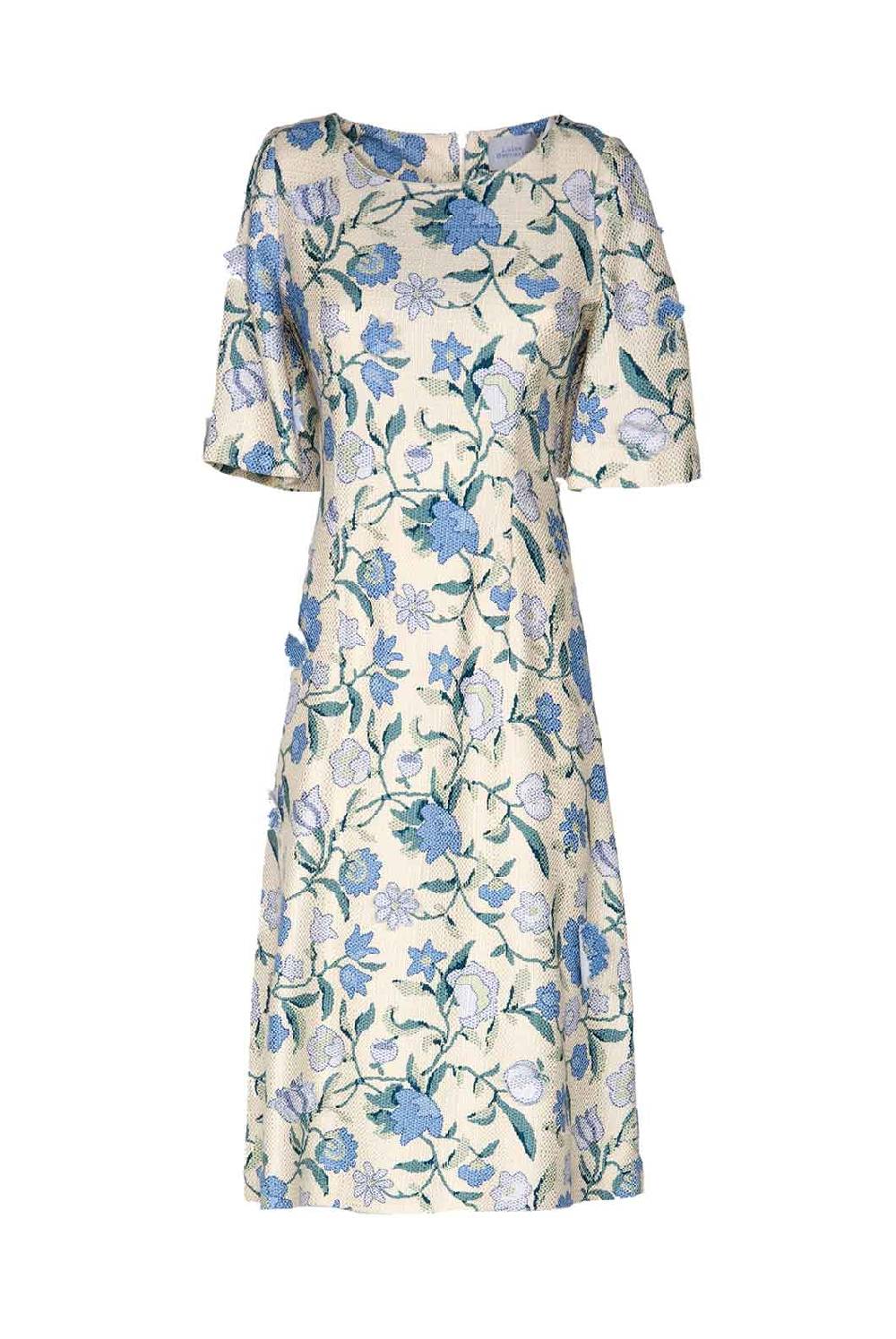 Luisa Beccaria Abito dritto in jacquard fiori di campo Vendita calda