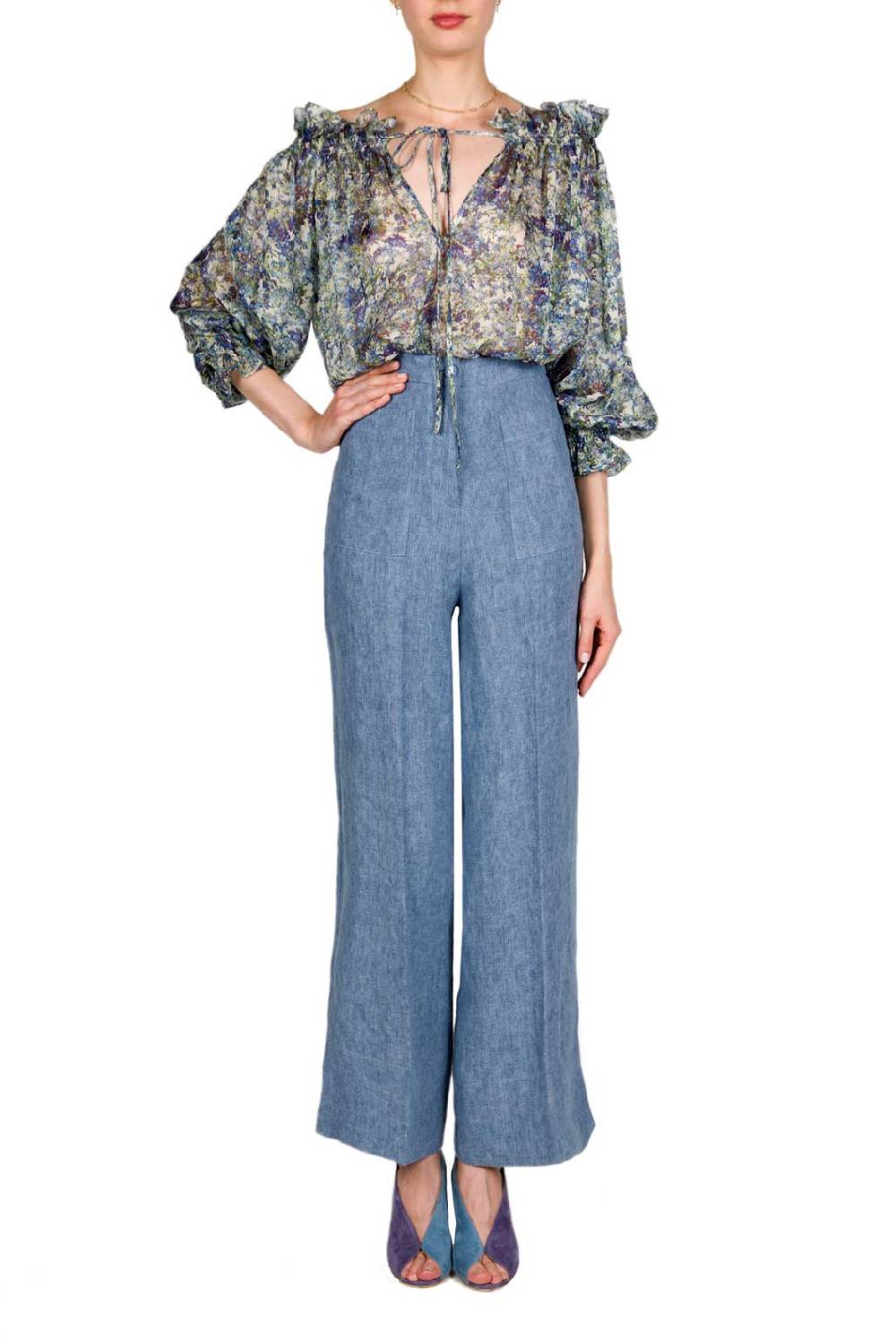 Luisa Beccaria Camicetta stampata in chiffon Latest fashion