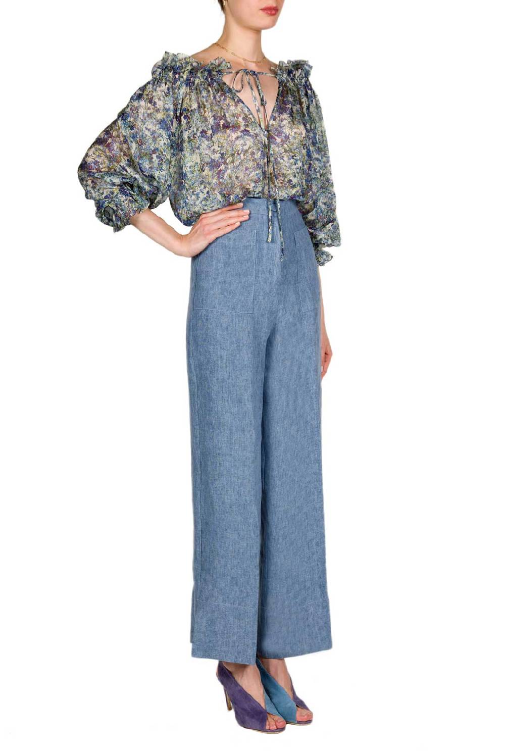 Luisa Beccaria Camicetta stampata in chiffon Latest fashion