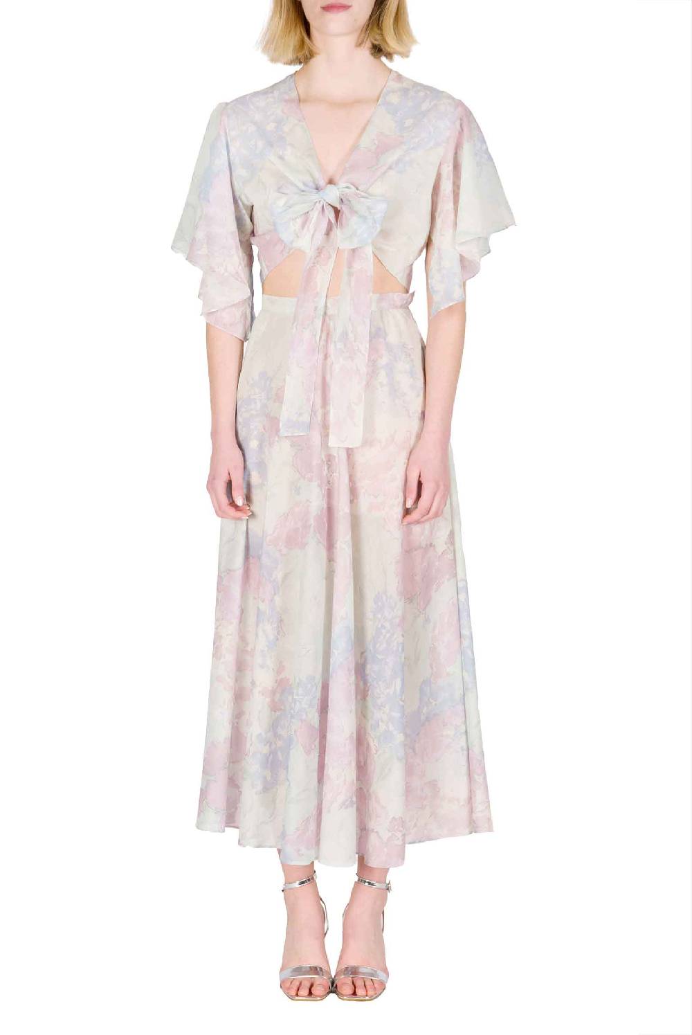 Luisa Beccaria Gonna in cotone leggero stampato con fiori astratti Online Outlet
