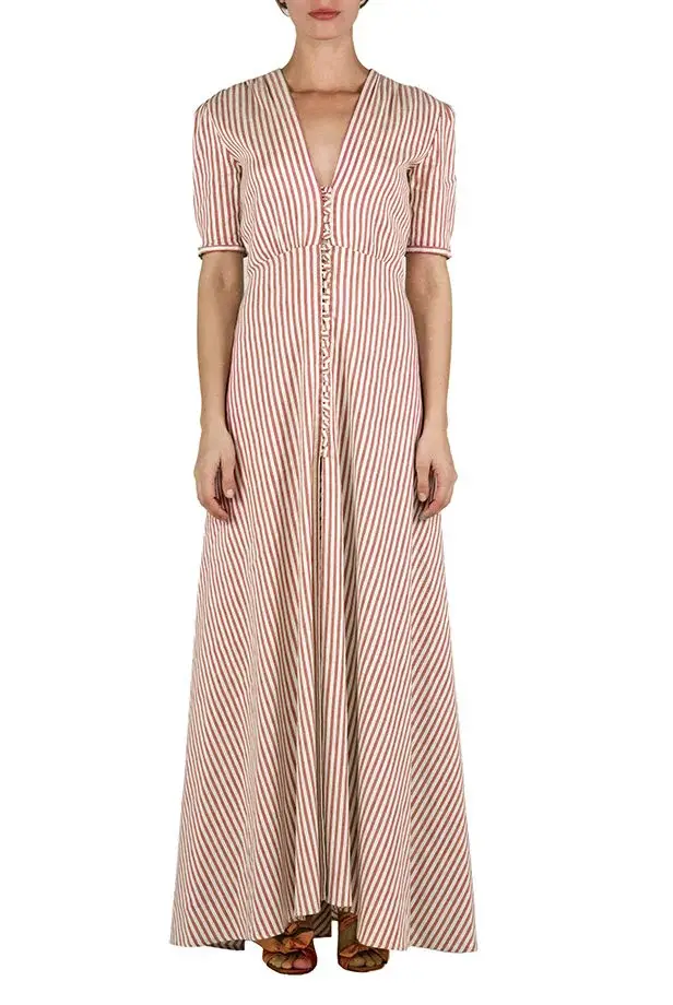 Luisa Beccaria Bottoncino rigato in cotone-lino Bestseller