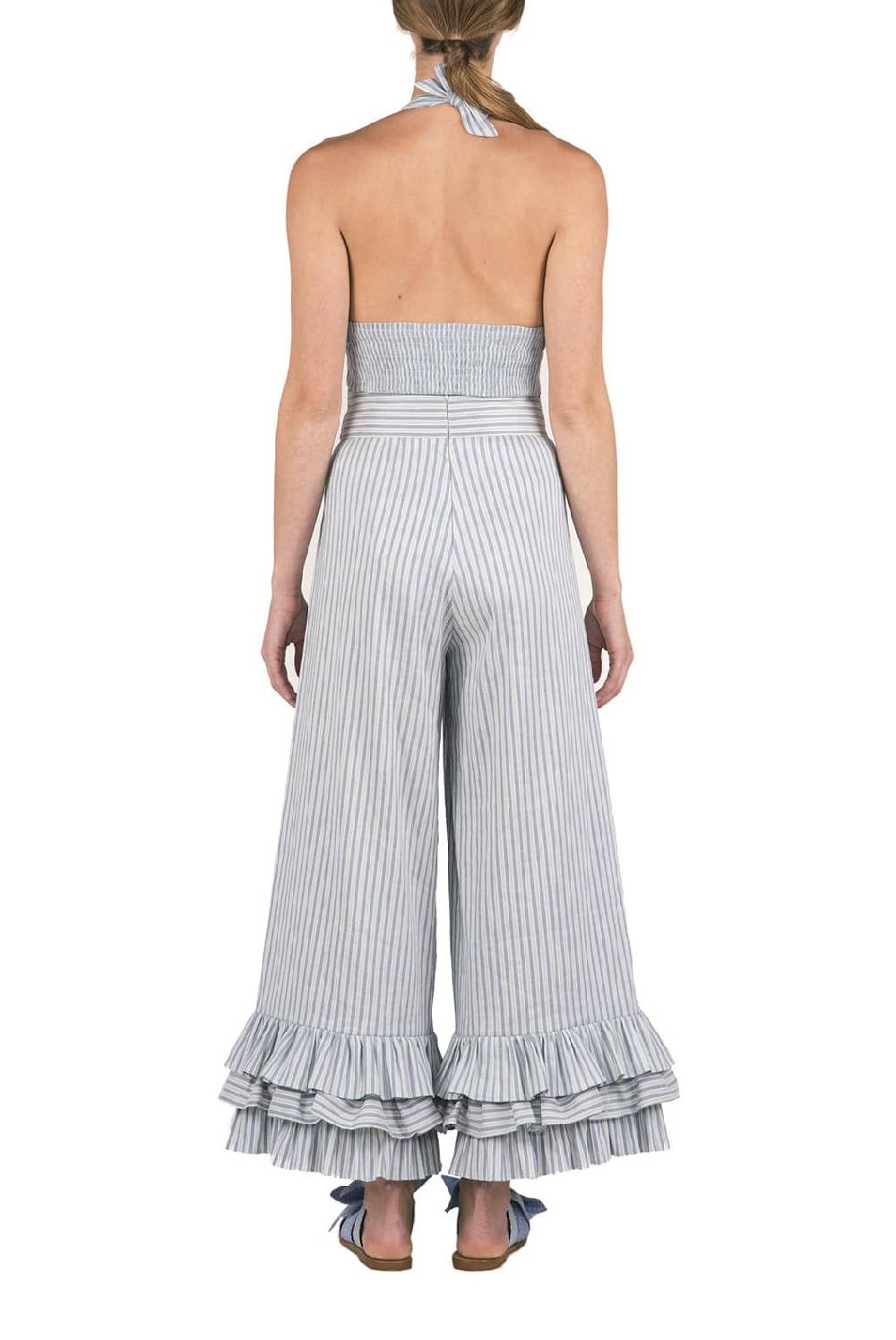 Luisa Beccaria Top all'americana in misto lino e cotone con scollo a V Liquidazione