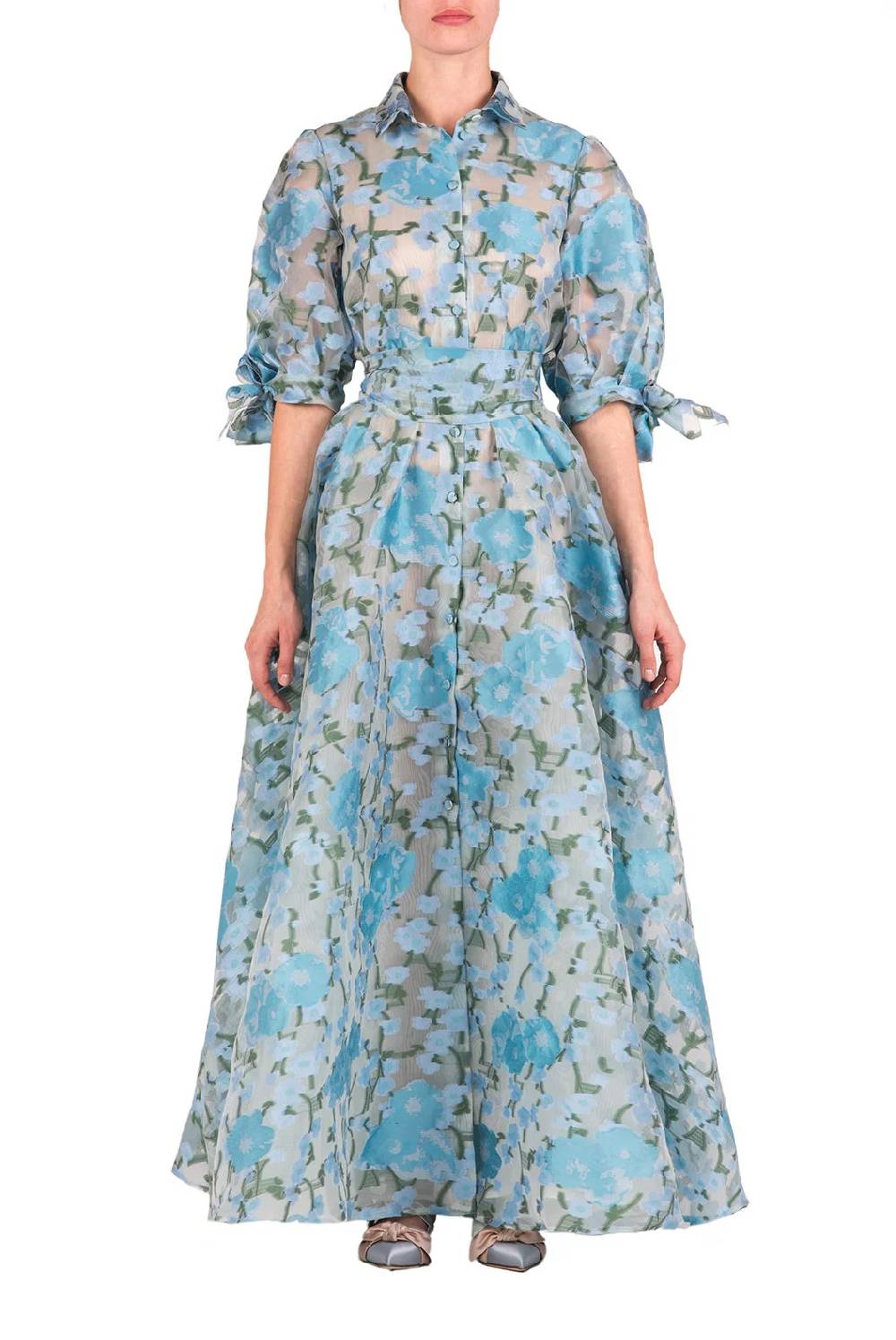 Luisa Beccaria Chemisier in organza con riempimento floreale Sconti VIP