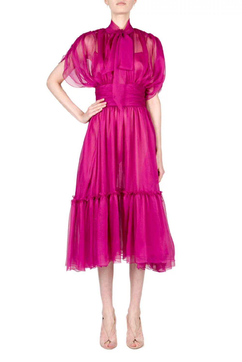 Luisa Beccaria Abito midi Charlotte in chiffon Ritorno libero