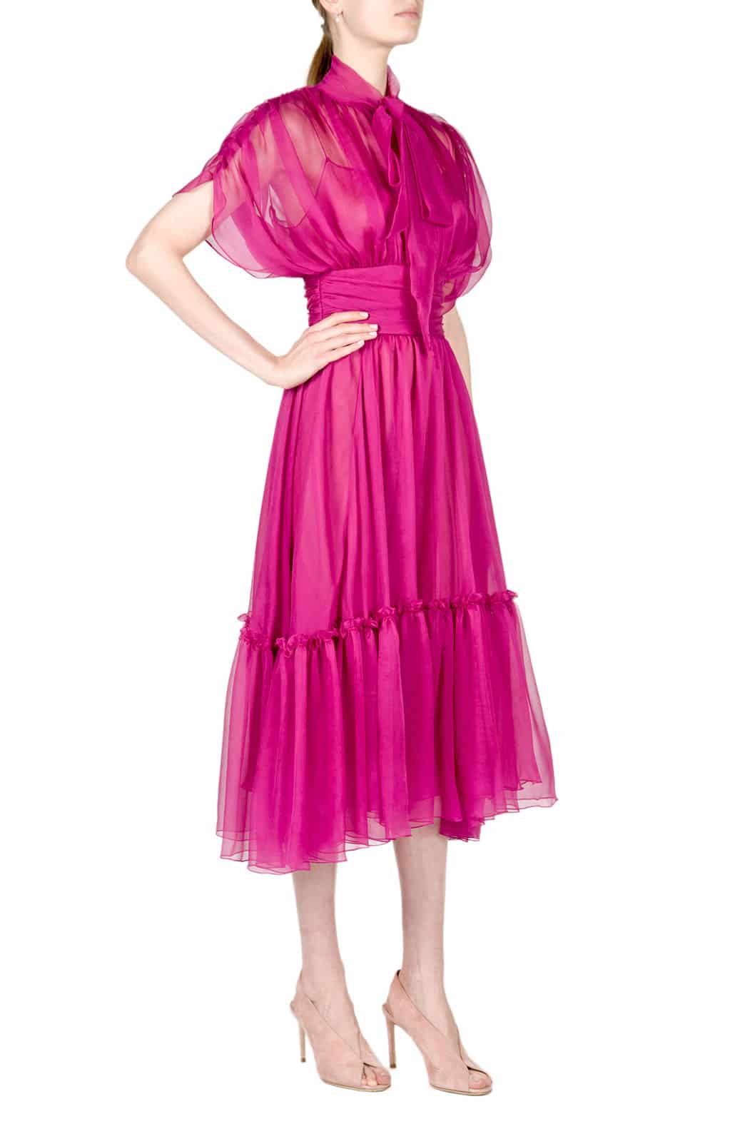 Luisa Beccaria Abito midi Charlotte in chiffon Ritorno libero