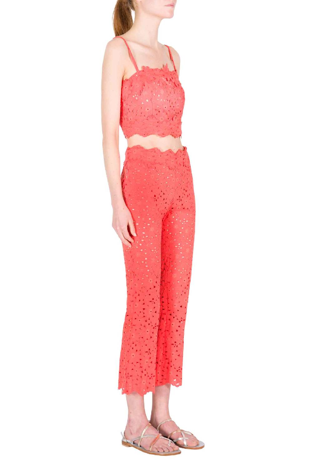 Luisa Beccaria Pantaloni Capri in pizzo floreale Rilascio limitato