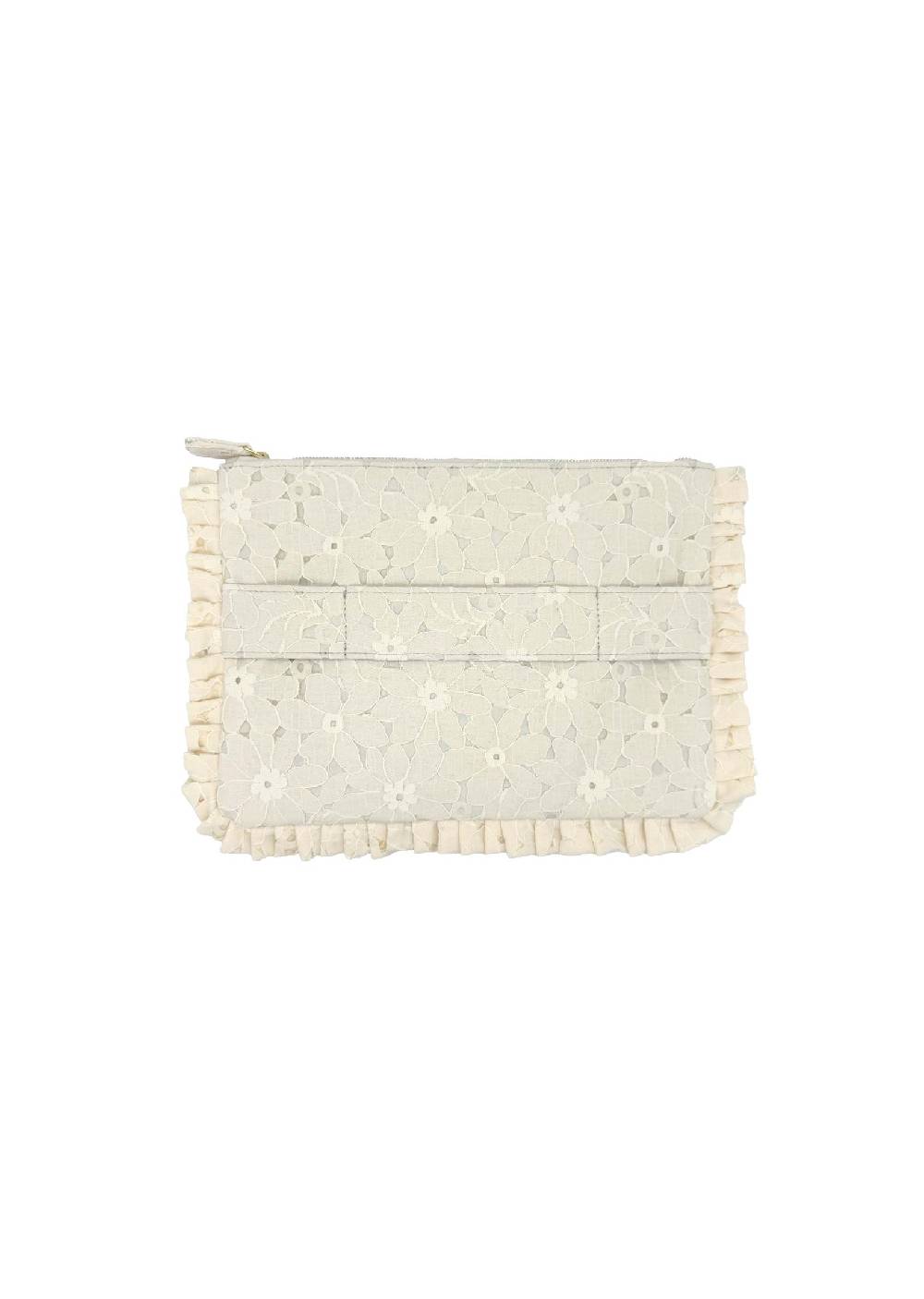 Luisa Beccaria Pochette Piccola A Mano In Pizzo Floreale Crema Ultimi tre giorni