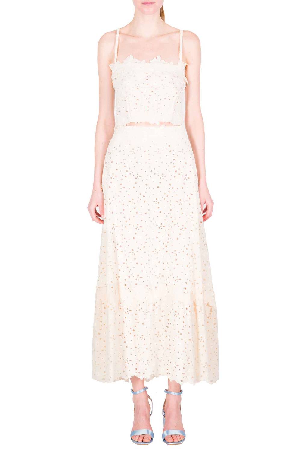 Luisa Beccaria Gonna longuette in pizzo floreale Latest stili