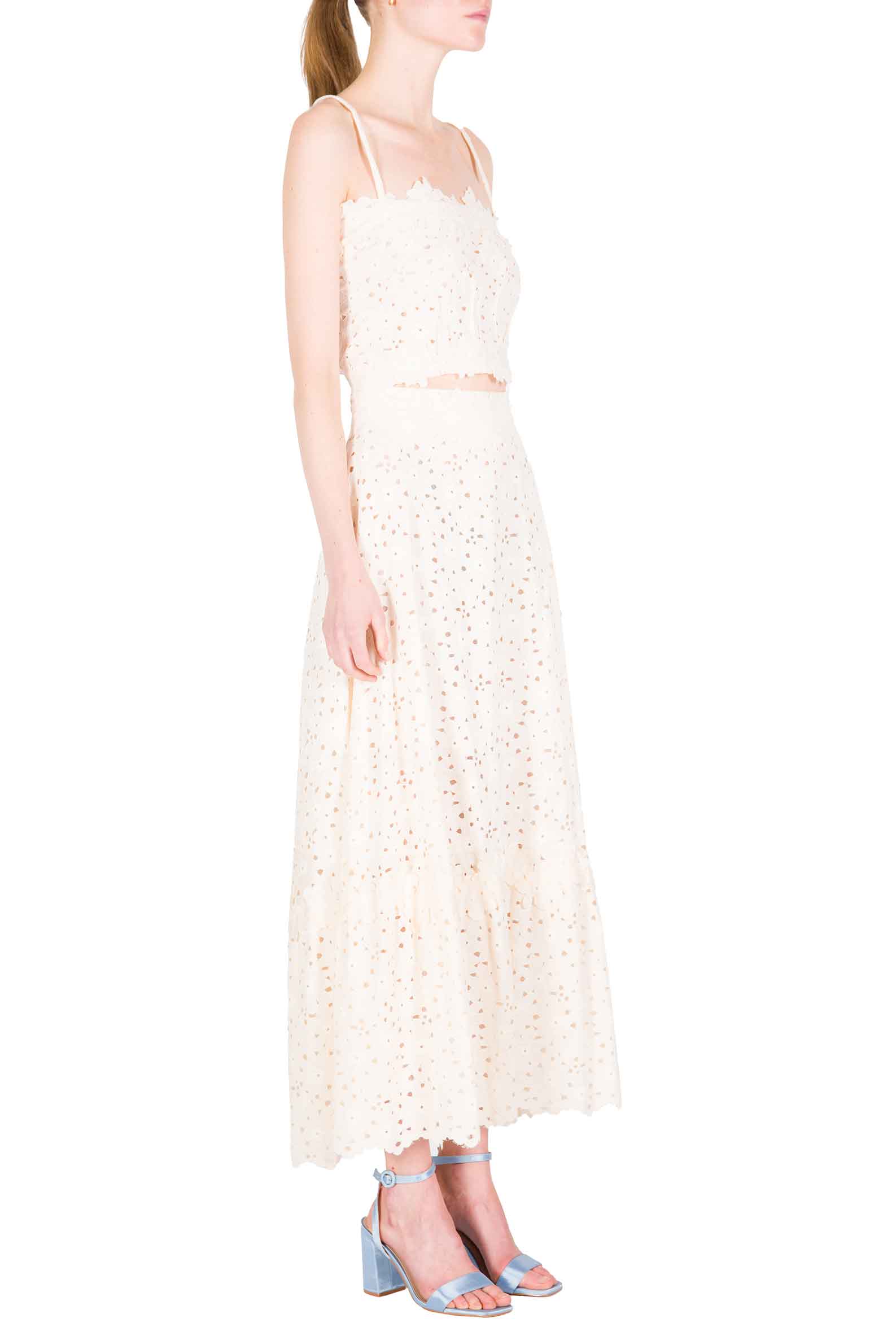 Luisa Beccaria Gonna longuette in pizzo floreale Latest stili
