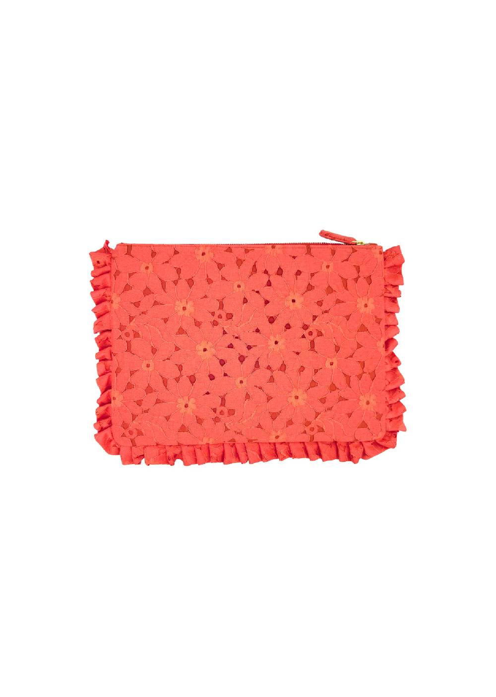 Luisa Beccaria Pochette Piccola A Mano In Pizzo Floreale Corallo Offerta speciale della fabbrica
