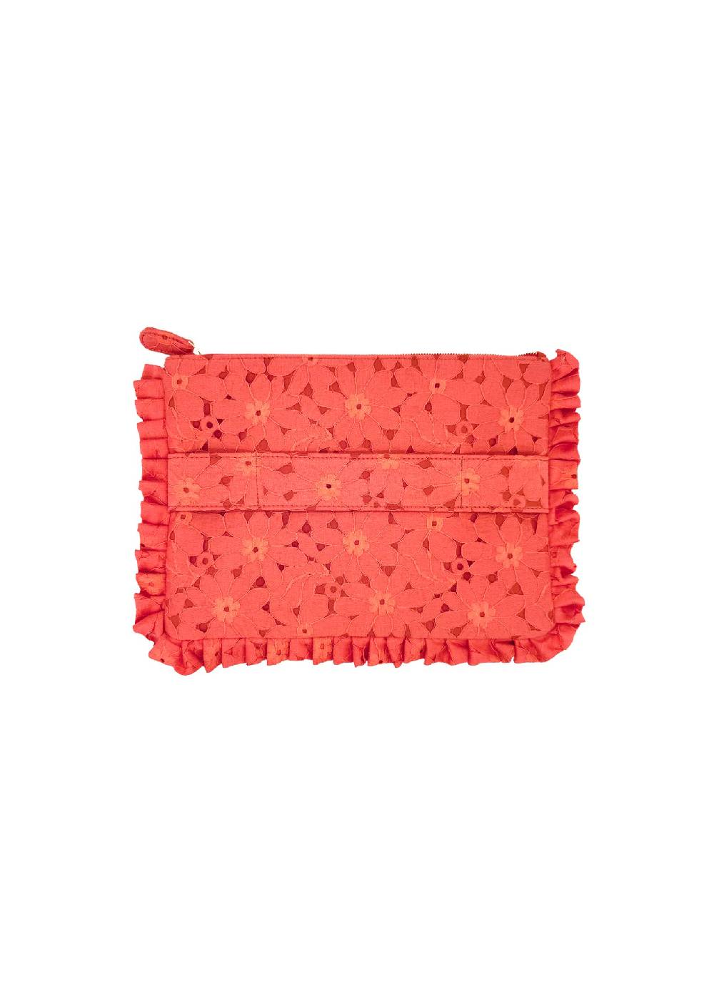 Luisa Beccaria Pochette Piccola A Mano In Pizzo Floreale Corallo Offerta speciale della fabbrica