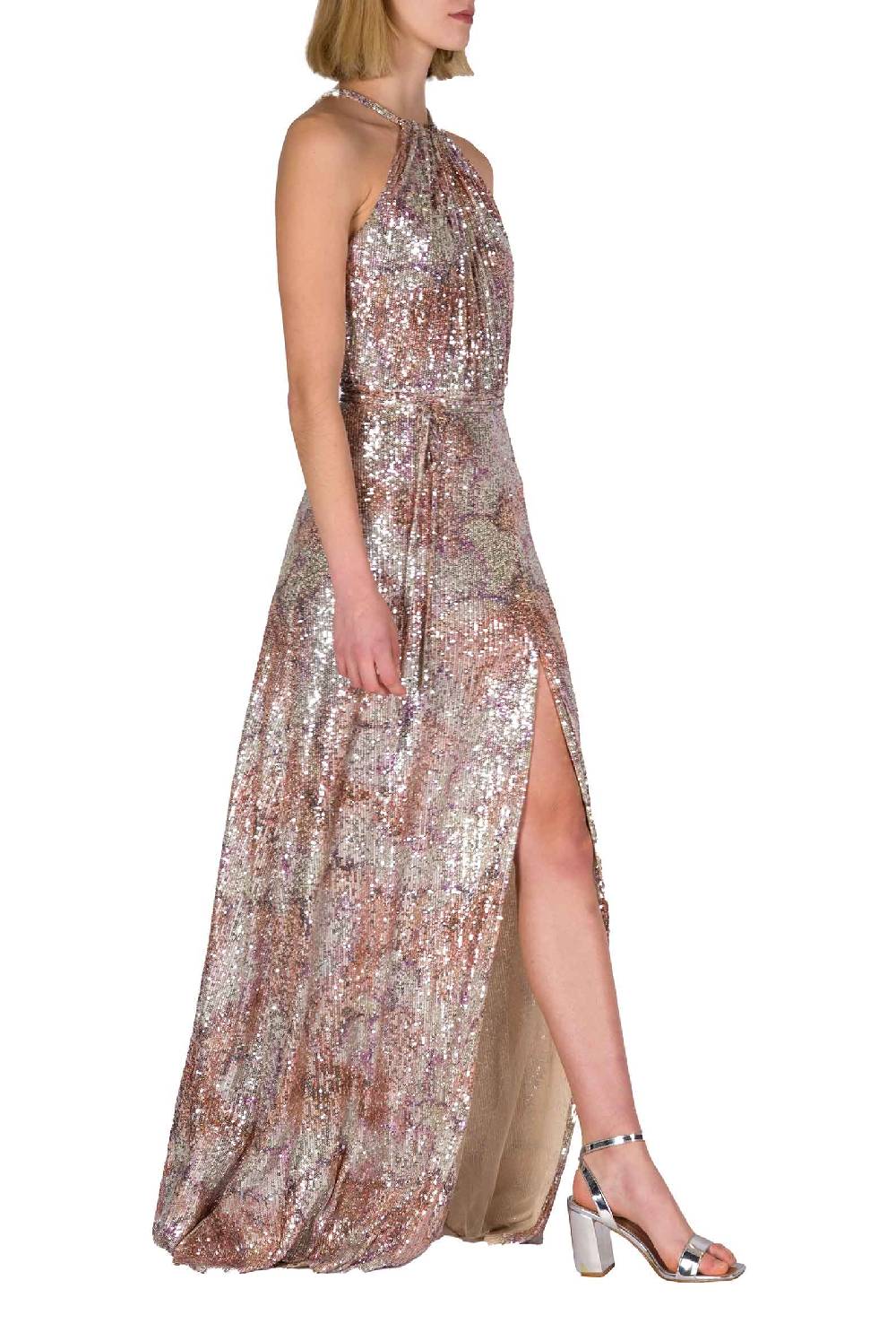 Luisa Beccaria Abito in paillettes marmorizzate con scollo all'americana 50% di sconto con spedizione gratuita