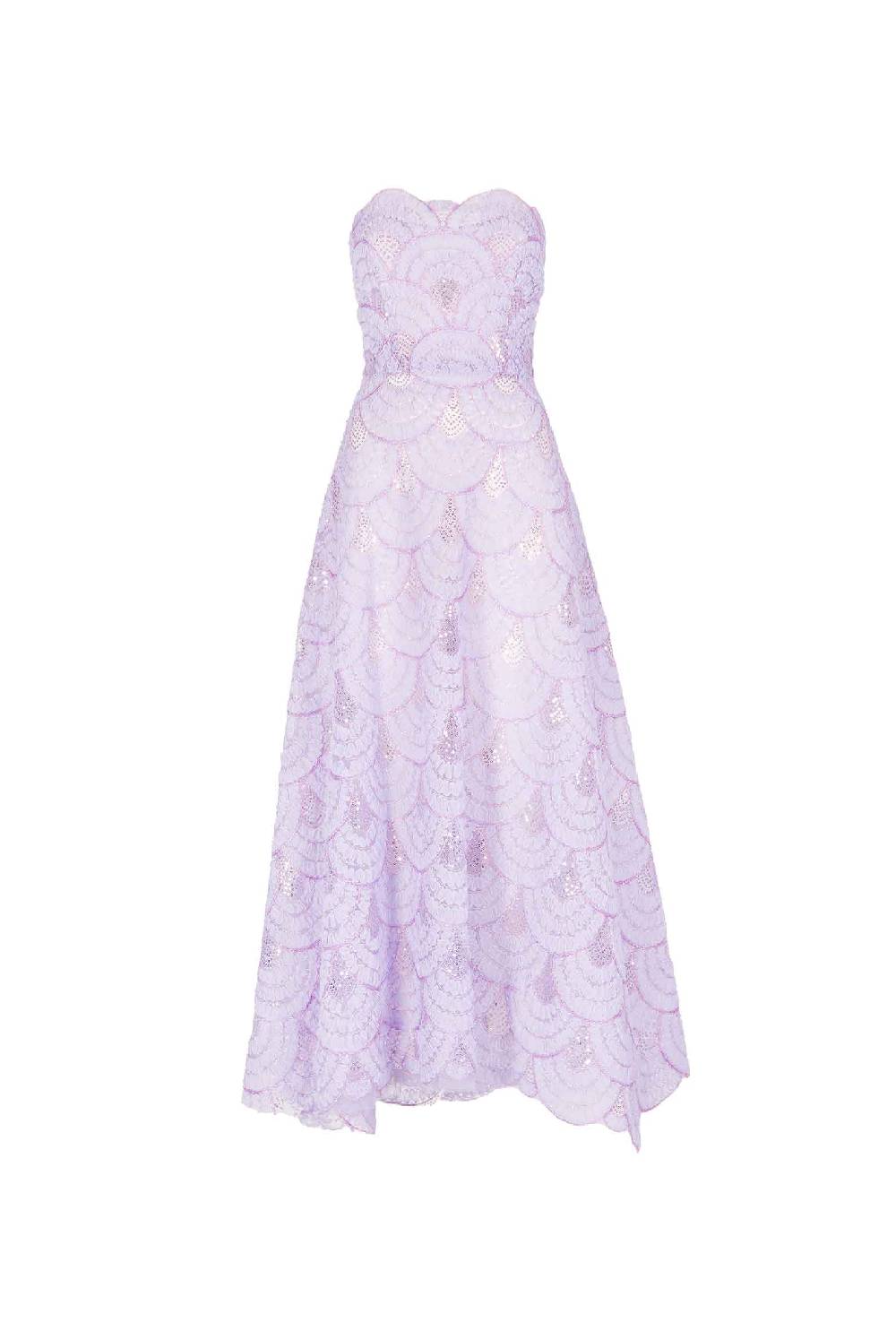Luisa Beccaria Abito bustier midi in tulle con paillettes Officina