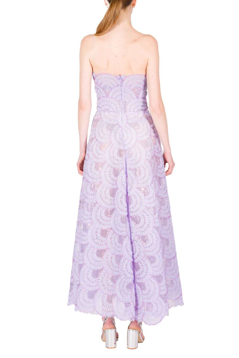 Luisa Beccaria Abito bustier midi in tulle con paillettes Officina