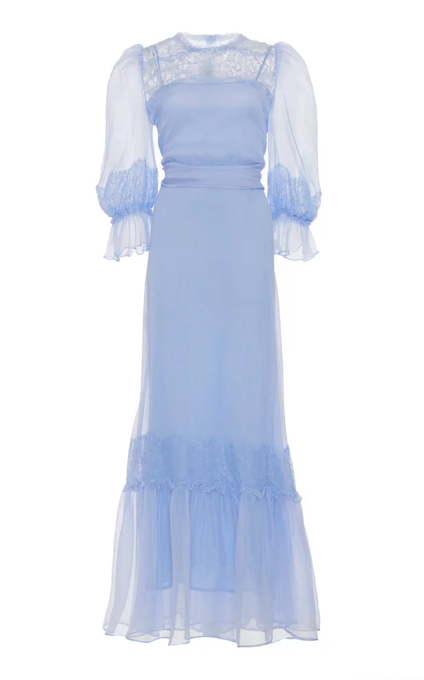 Luisa Beccaria Abito in chiffon decorato in pizzo