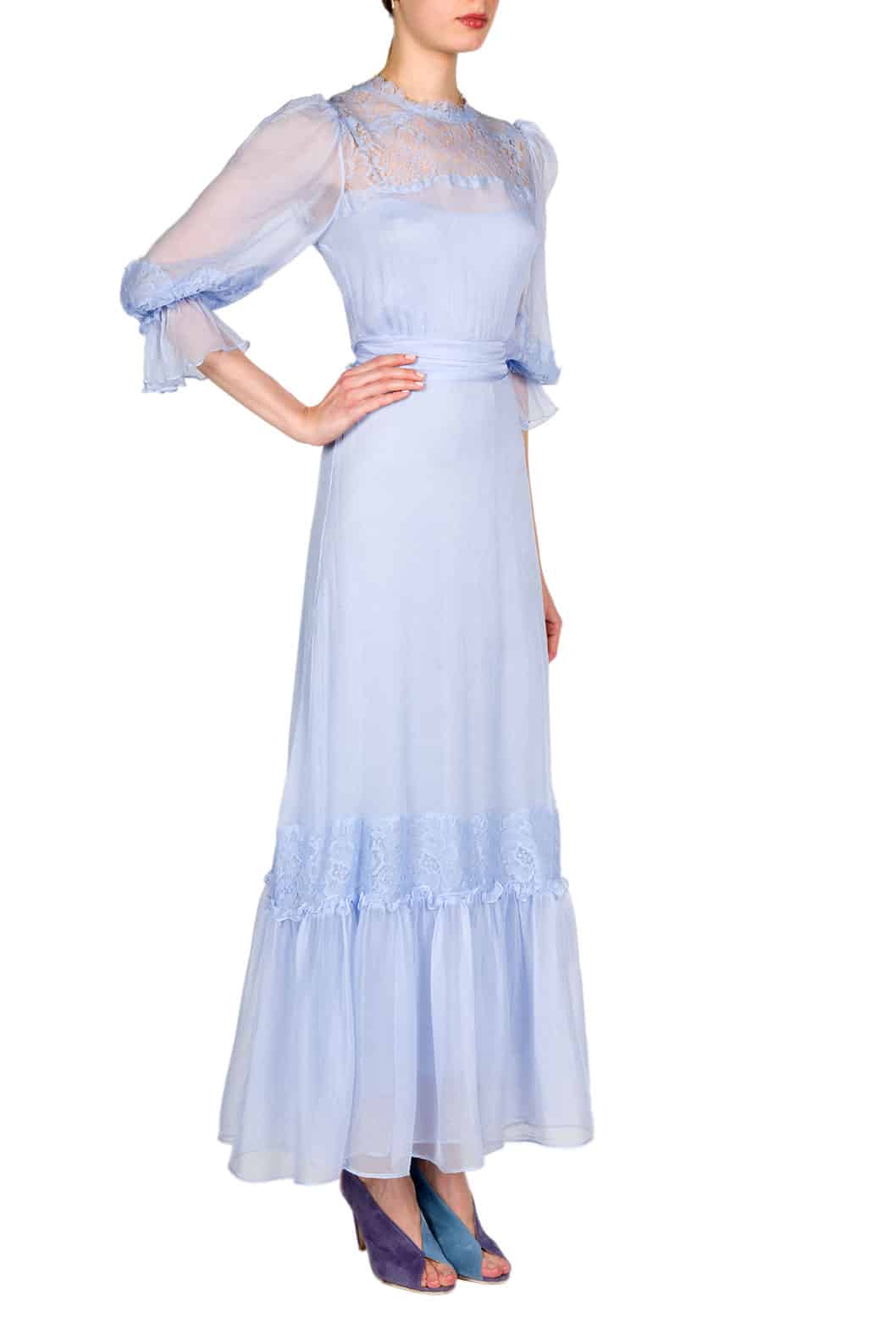 Luisa Beccaria Abito in chiffon decorato in pizzo Sconti questo mese
