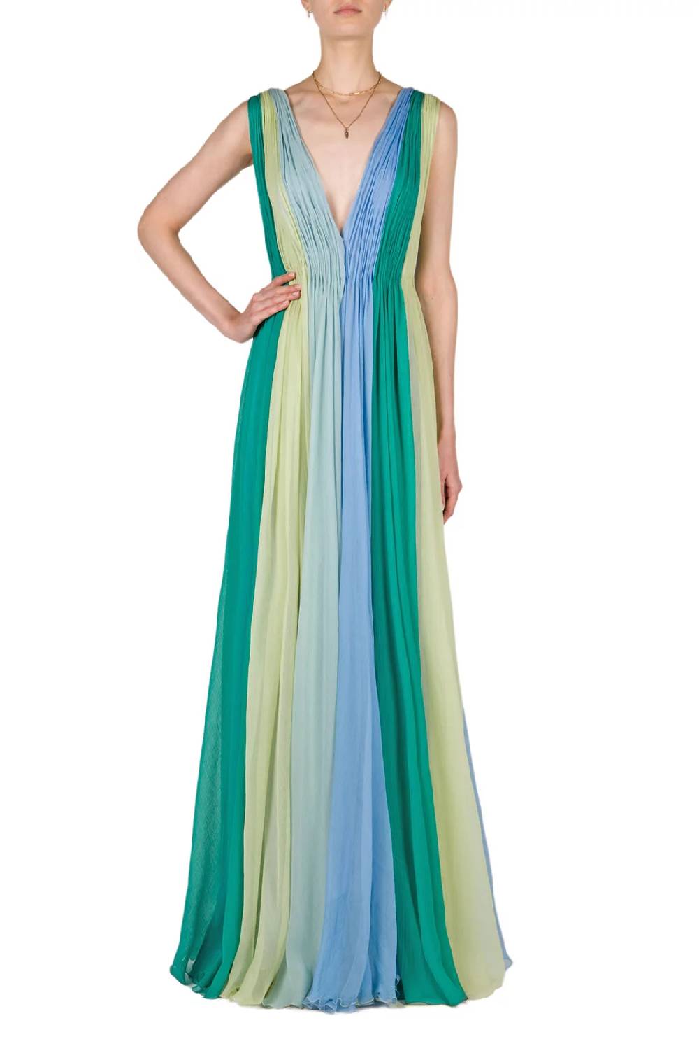 Luisa Beccaria Maxi abito in chiffon multicolore Italia