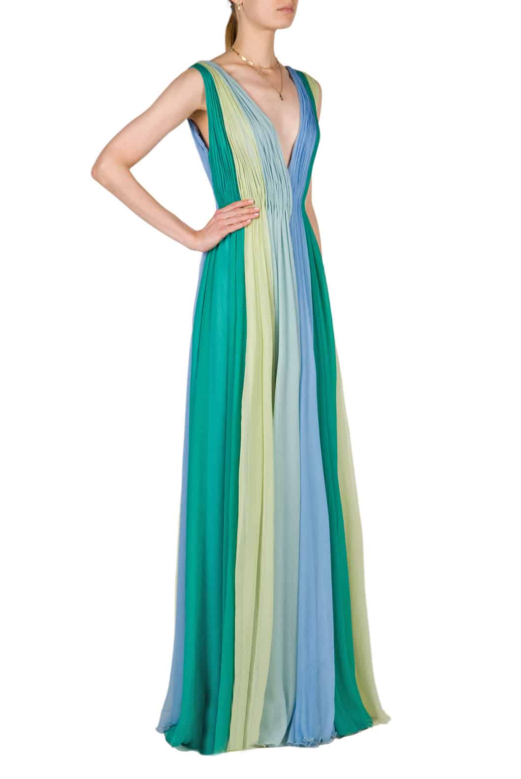Luisa Beccaria Maxi abito in chiffon multicolore Italia