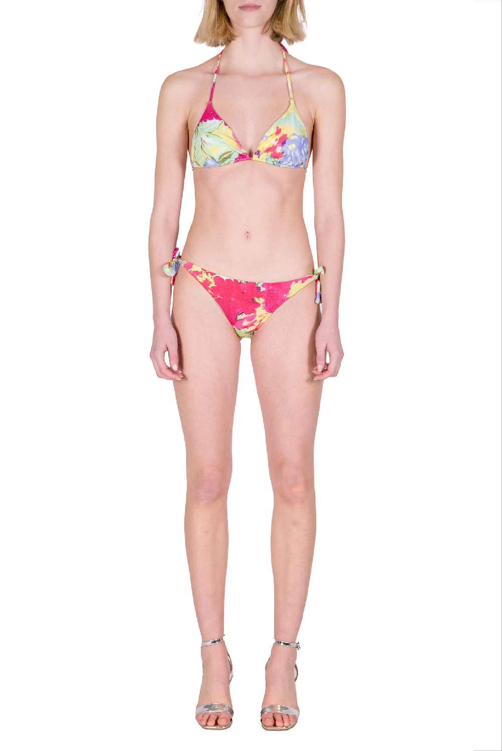Luisa Beccaria Bikini Triangolo E Slip A Fiori Astratti Nuovo