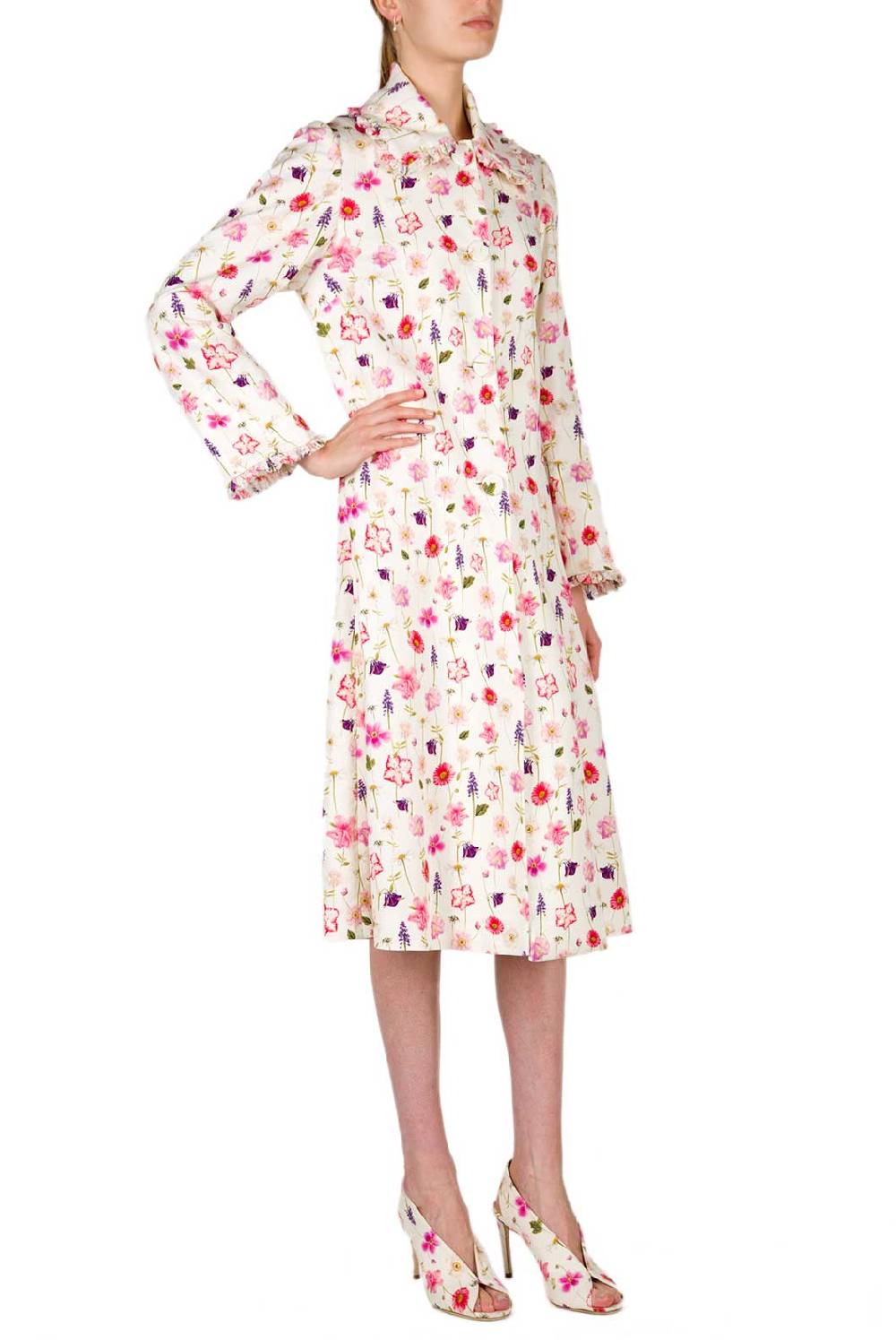 Luisa Beccaria Cappotto in piquet di cotone stampato floreale Fino Al -60%