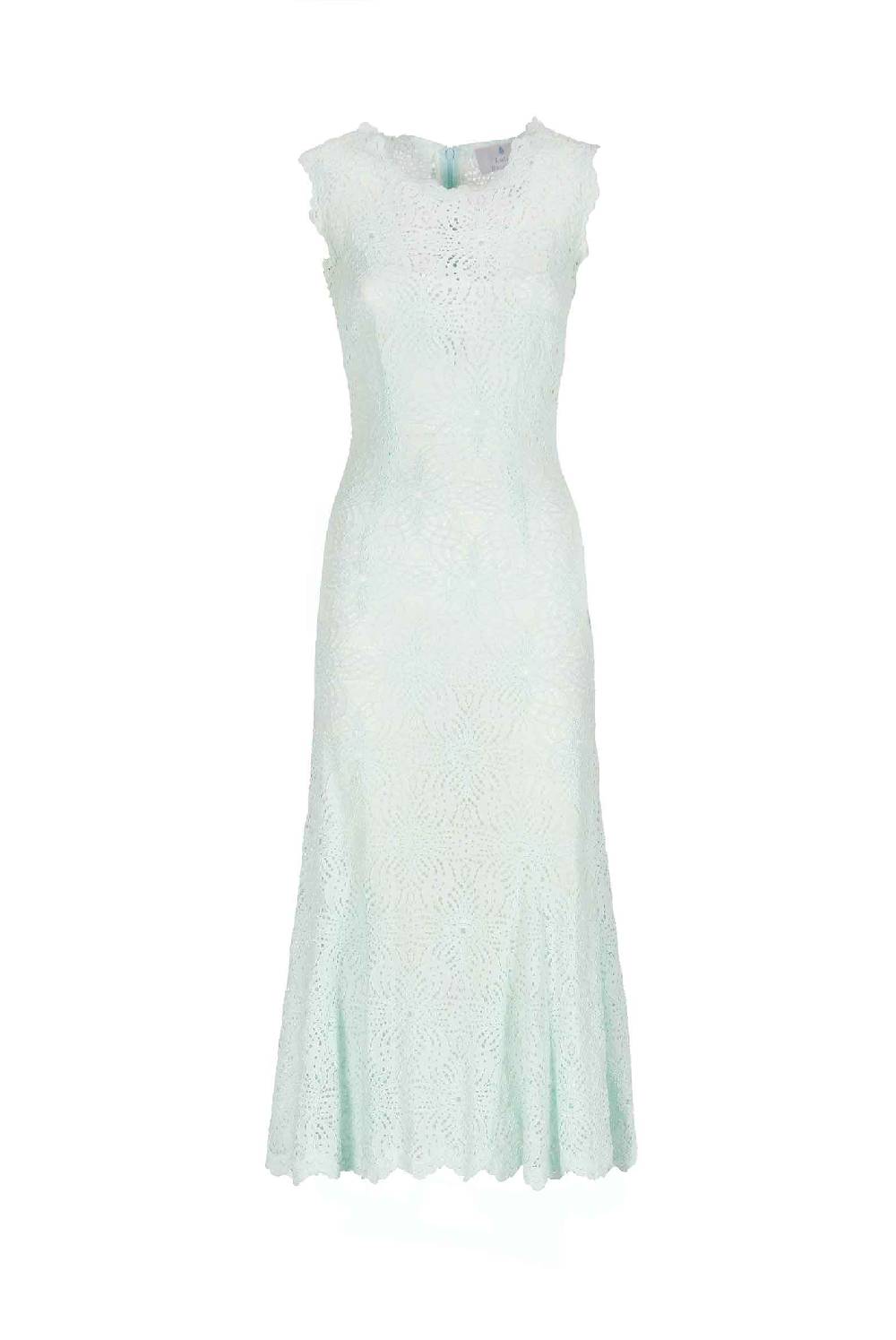 Luisa Beccaria Abito midi in pizzo blu ghiaccio Offerta