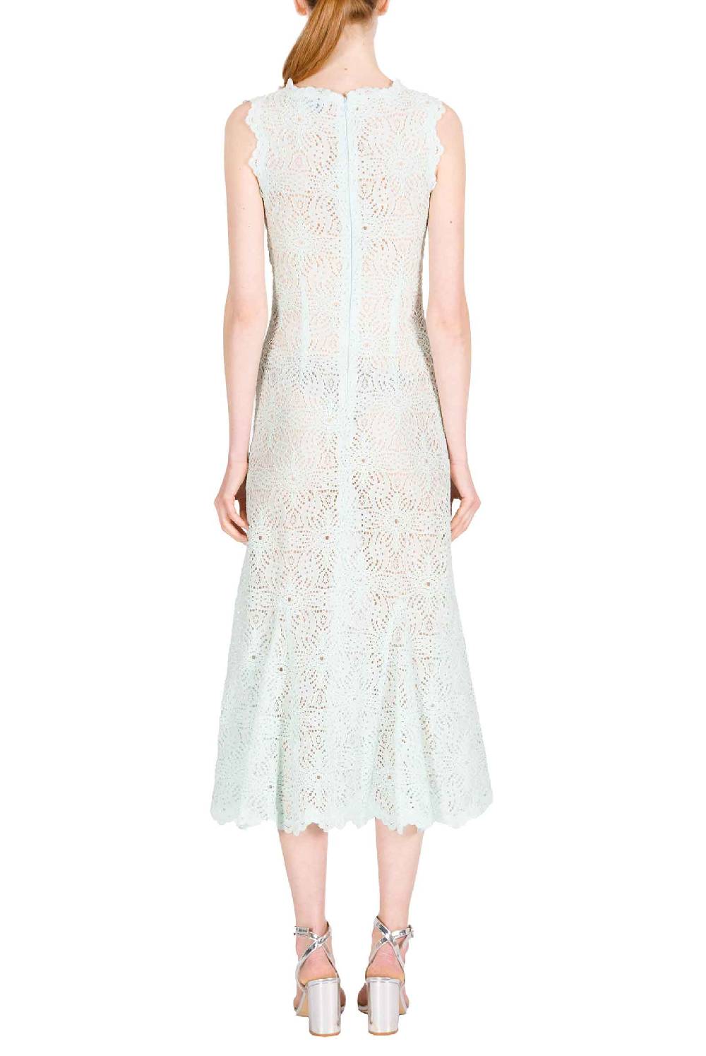 Luisa Beccaria Abito midi in pizzo blu ghiaccio Offerta