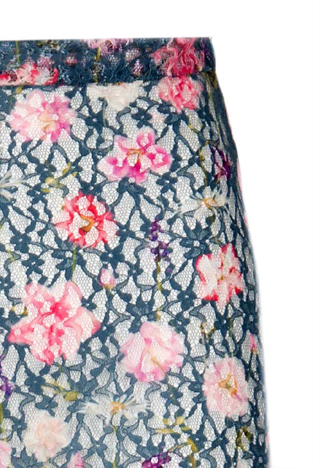 Luisa Beccaria Pantaloni svasati a vita alta in georgette con stampa floreale In Vendita
