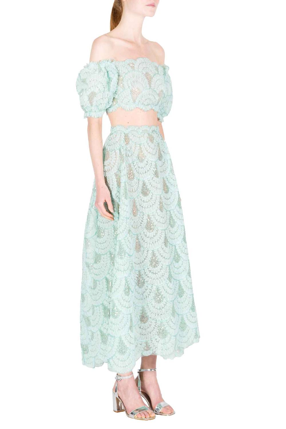 Luisa Beccaria Gonna a balze in tulle paillettes Saldi