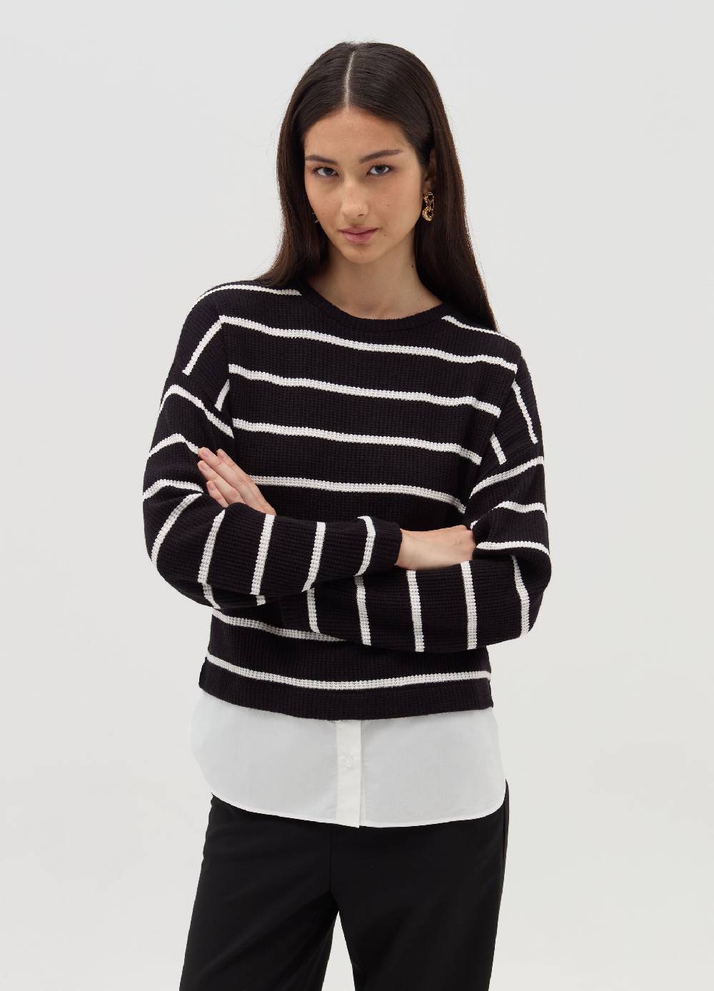OVS T-shirt maniche lunghe con micro trama waffle Novità