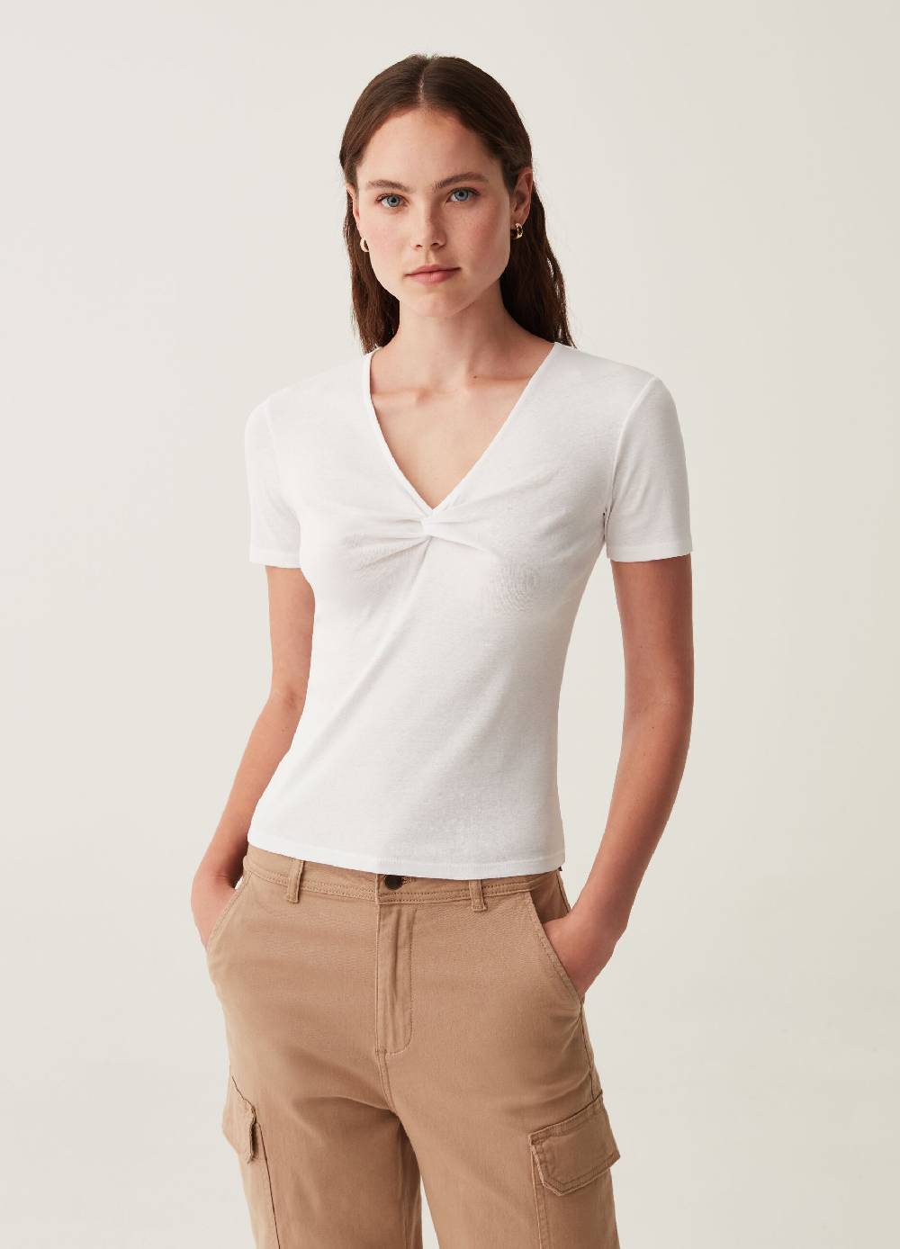 OVS T-shirt con scollo a V e nodo Soddisfazione Garantita
