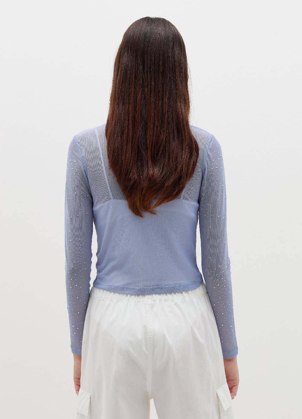 B. ANGEL T-shirt in mesh con strass all-over Convenienza