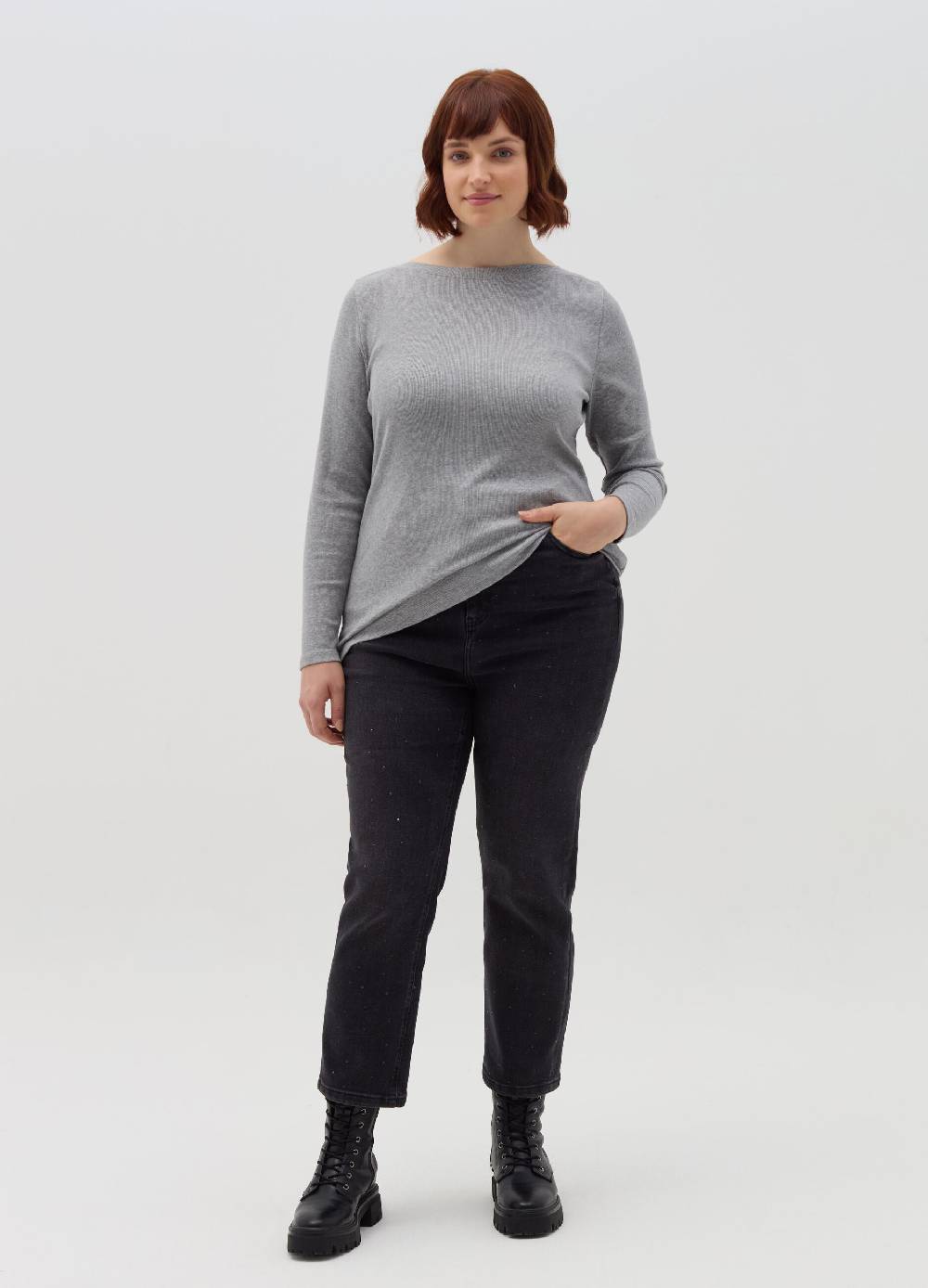 MYA T-shirt a costine con scollo a barca Curvy Novità