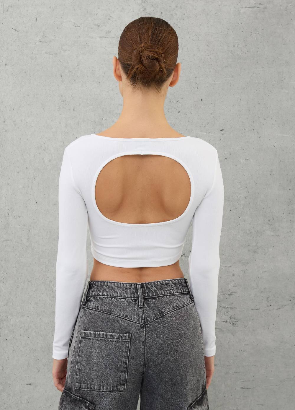 UTOPJA Cut Out Crop Longsleeve White Online