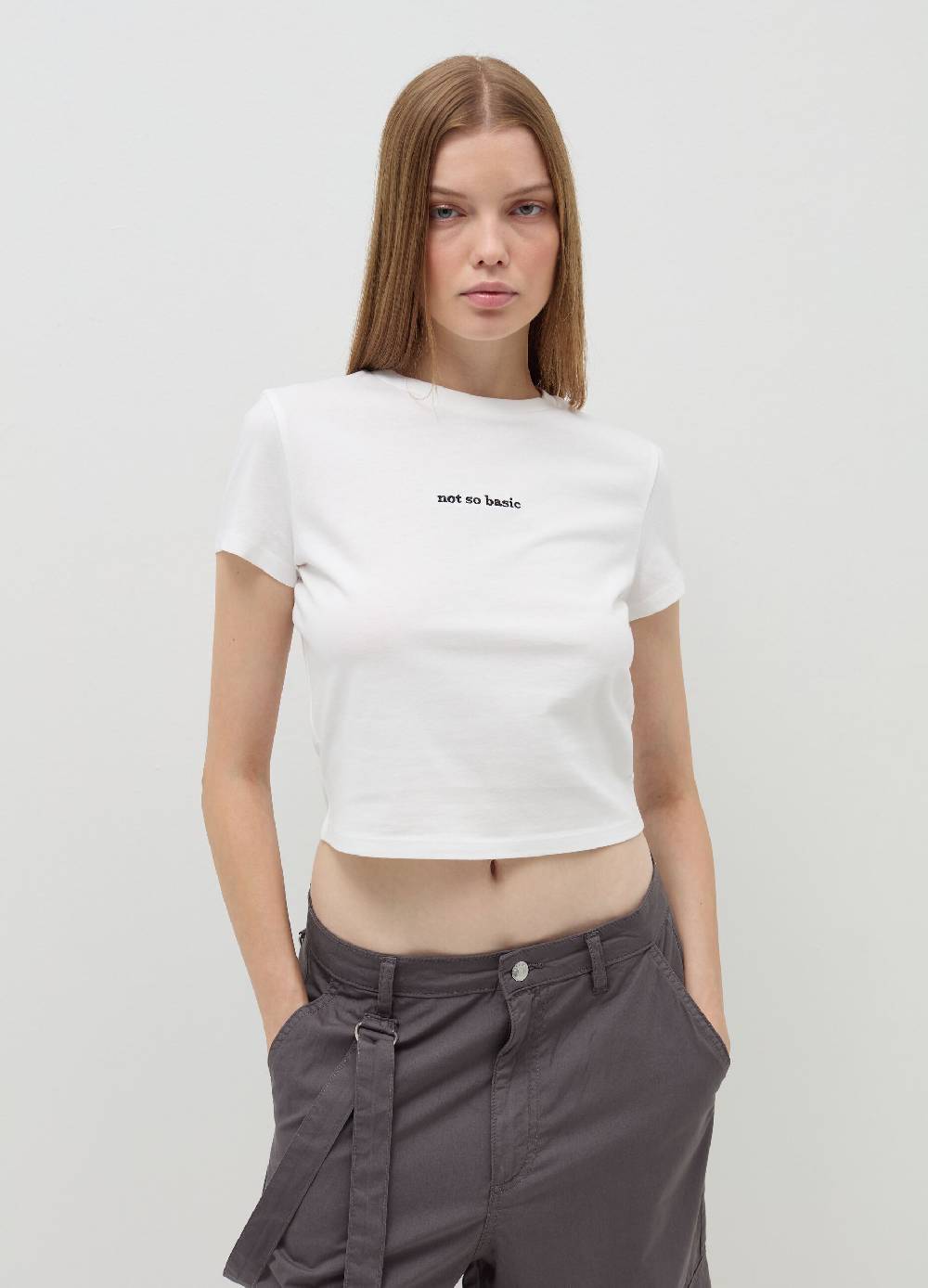 B. ANGEL T-shirt crop con ricamo lettering Outlet
