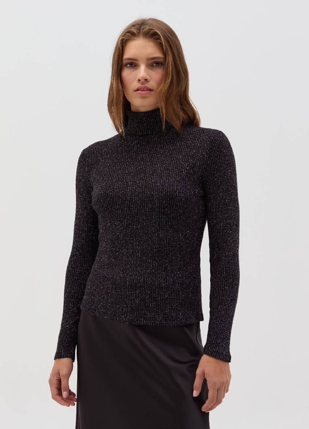 OVS T-shirt in lurex a maniche lunghe con collo alto Negozio