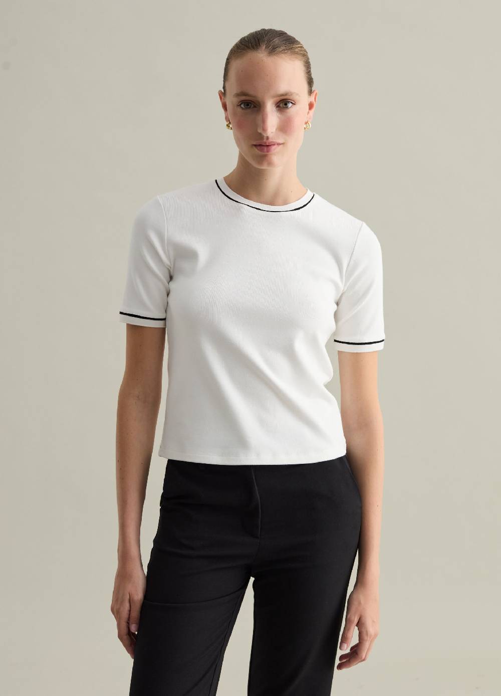 PIOMBO T-shirt con piping a contrasto Contemporary Offerta settimanale