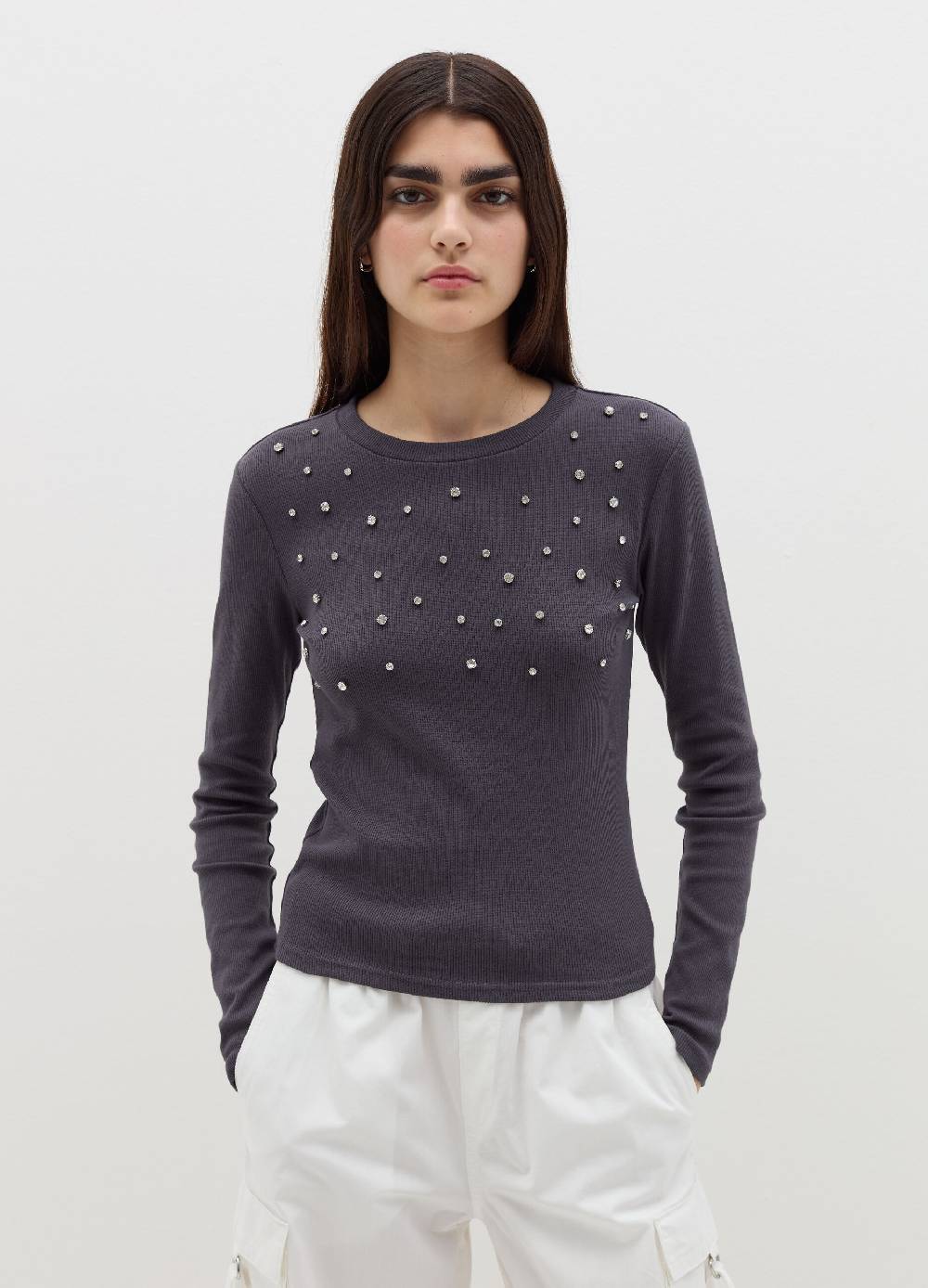 B. ANGEL T-shirt a maniche lunghe con strass Fino Al -60%