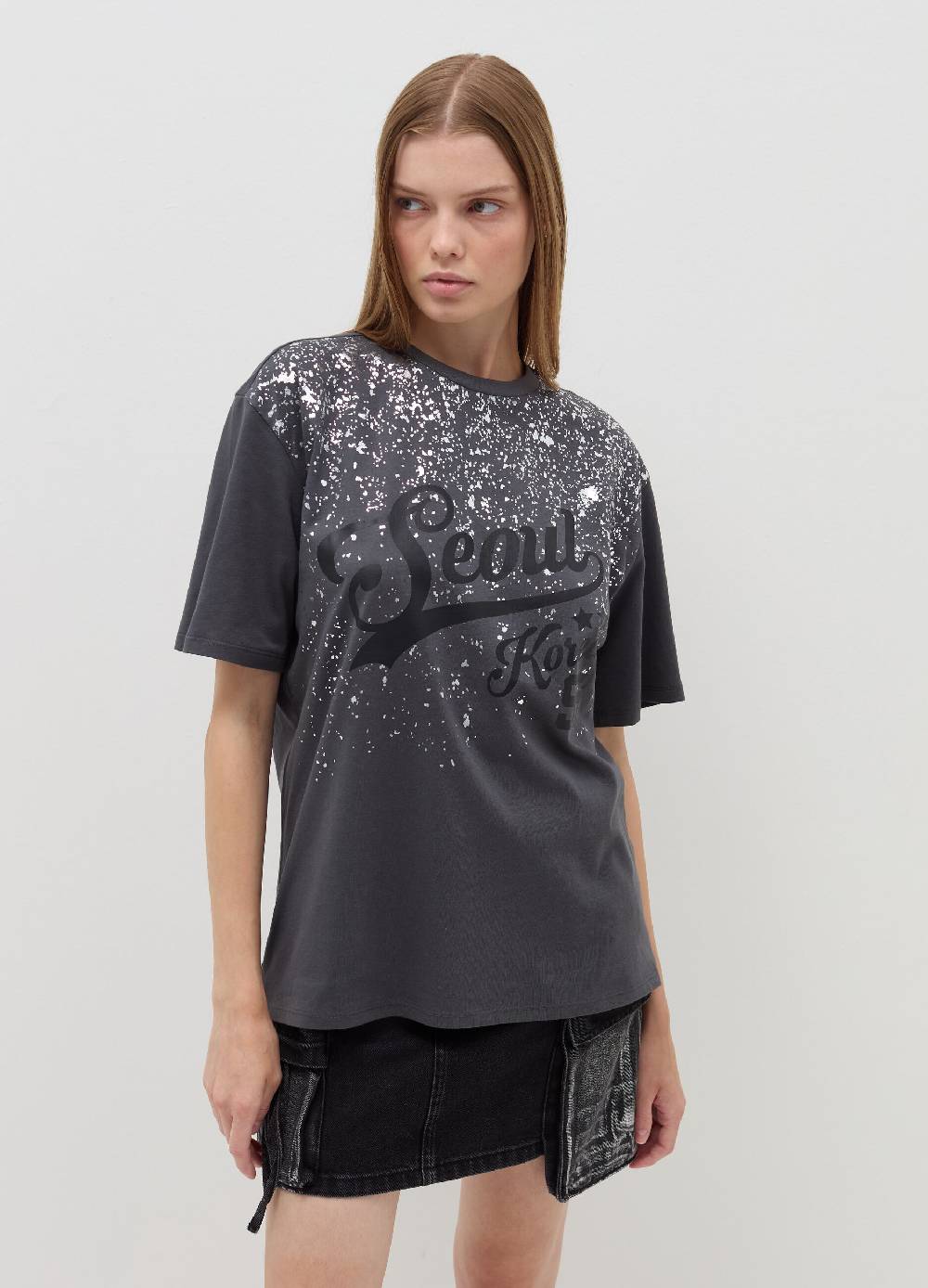 B. ANGEL T-shirt relaxed fit con stampa in foil Vendita Calda