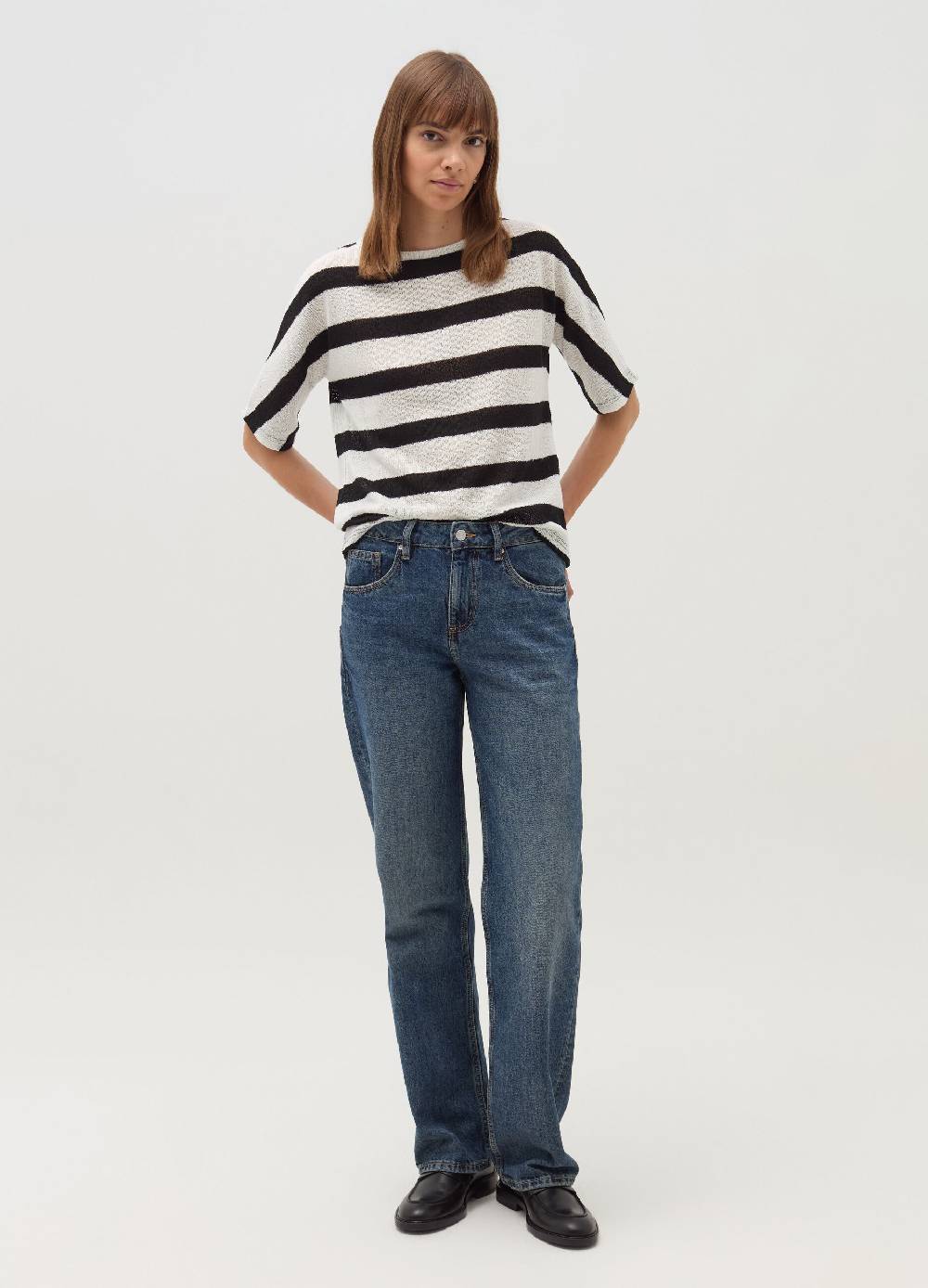 OVS T-shirt a righe con maniche al gomito Nuova