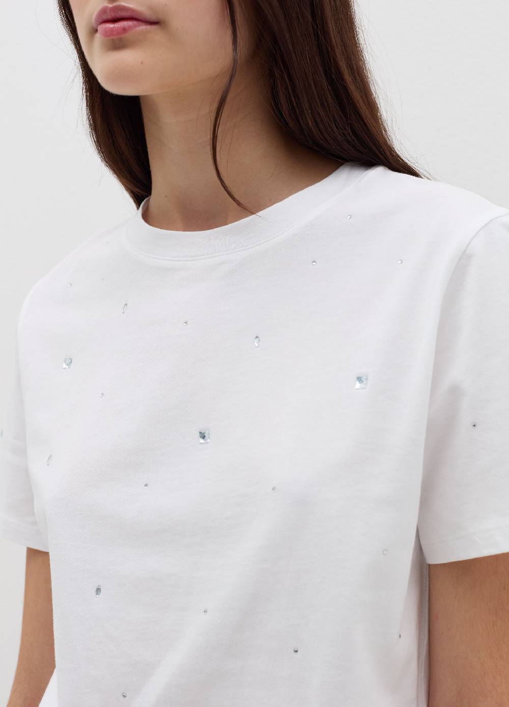 B. ANGEL T-shirt in cotone con strass Moda